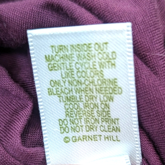 Garnet Hill Stretch Knit Dress V Neck Womens 12 Burgundy Purple Short Sleeve - Picture 13 of 13